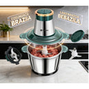 2 Litro Triturador De Alimentos Carne e Legumes Elétrico Multiprocessador 2 Modos Bivolt Inox Fácil De Limpar